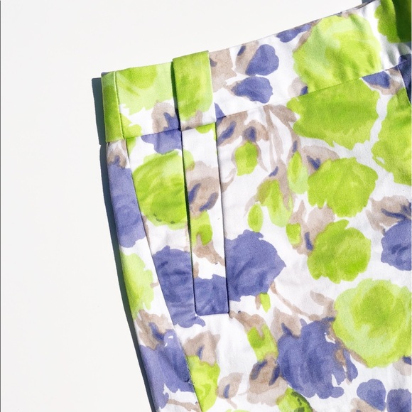 J. Crew Watercolor Floral Cotton Chino Zip Shorts - Picture 2 of 6